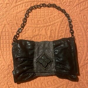 BCBG Black Leather Mini Shoulder Bag EUC